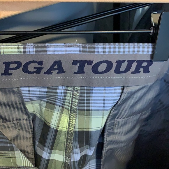 PGA Tour Blue & Gray Plaid Gold Shorts Size 36 - Picture 5 of 6